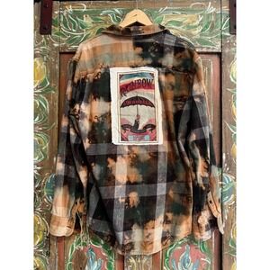 Distressed/ Reworked Flannel| Vintage Patchwork| One of a kind| Cottagecore